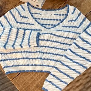 Altar'd State Blue and White V-Neck Sweater
